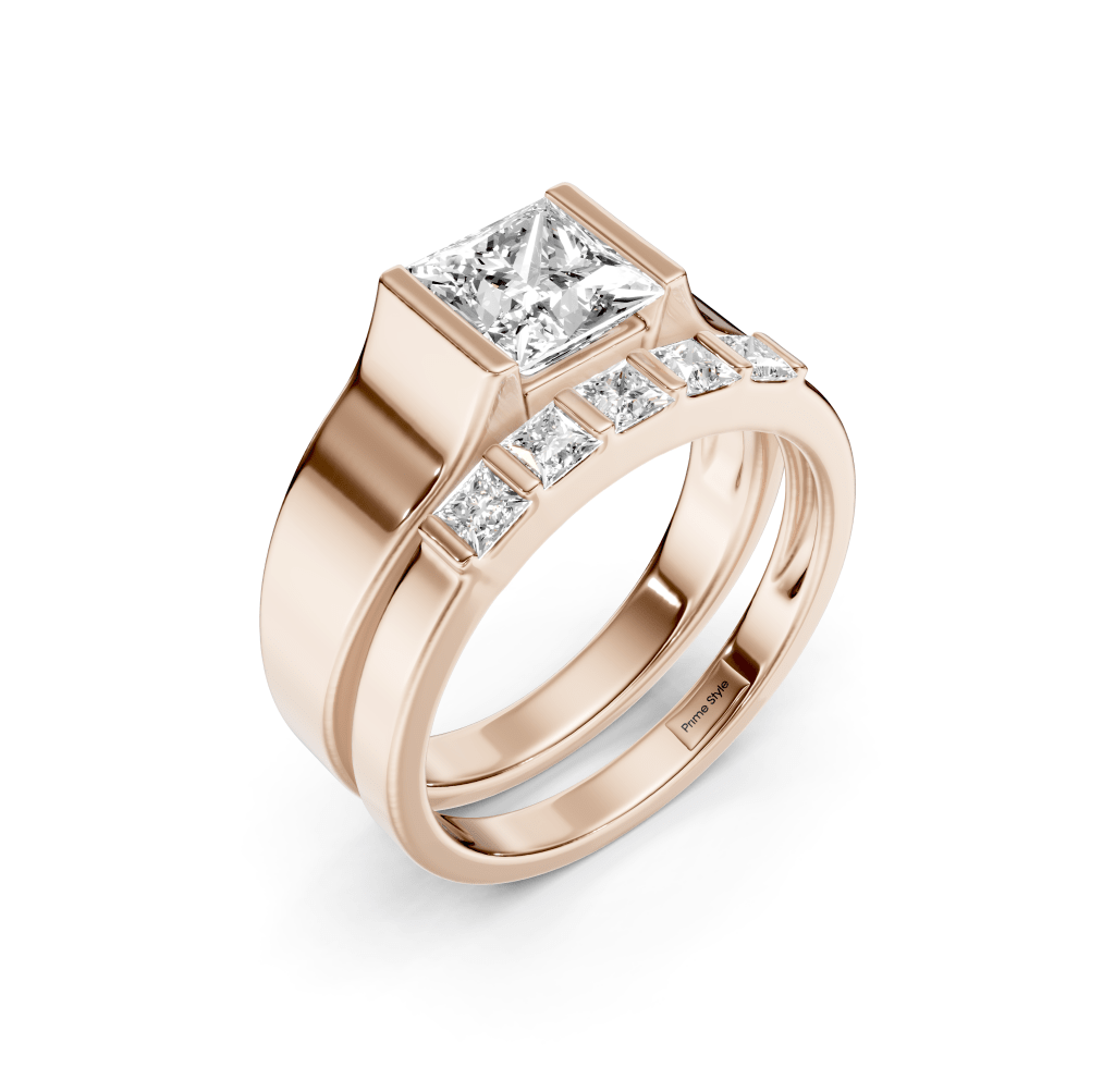 0.90-6.40 CT Princess Cut Lab Grown Diamonds - Bridal Set