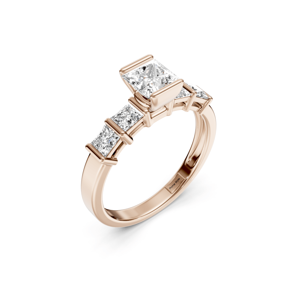 1.30-6.80 CT Princess Cut Lab Grown Diamonds - Engagement Ring