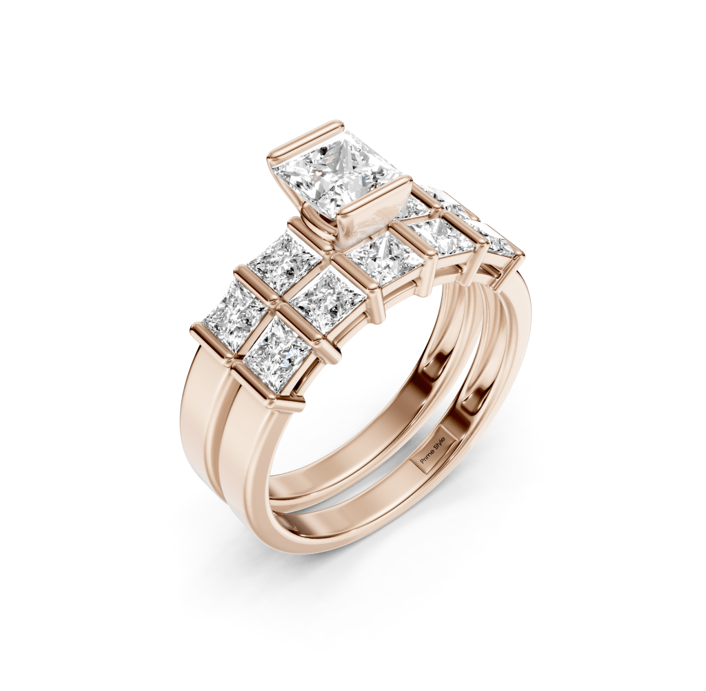 2.30 - 7.80 CT Princess Cut Lab Grown Diamonds - Bridal Set - Primestyle.com