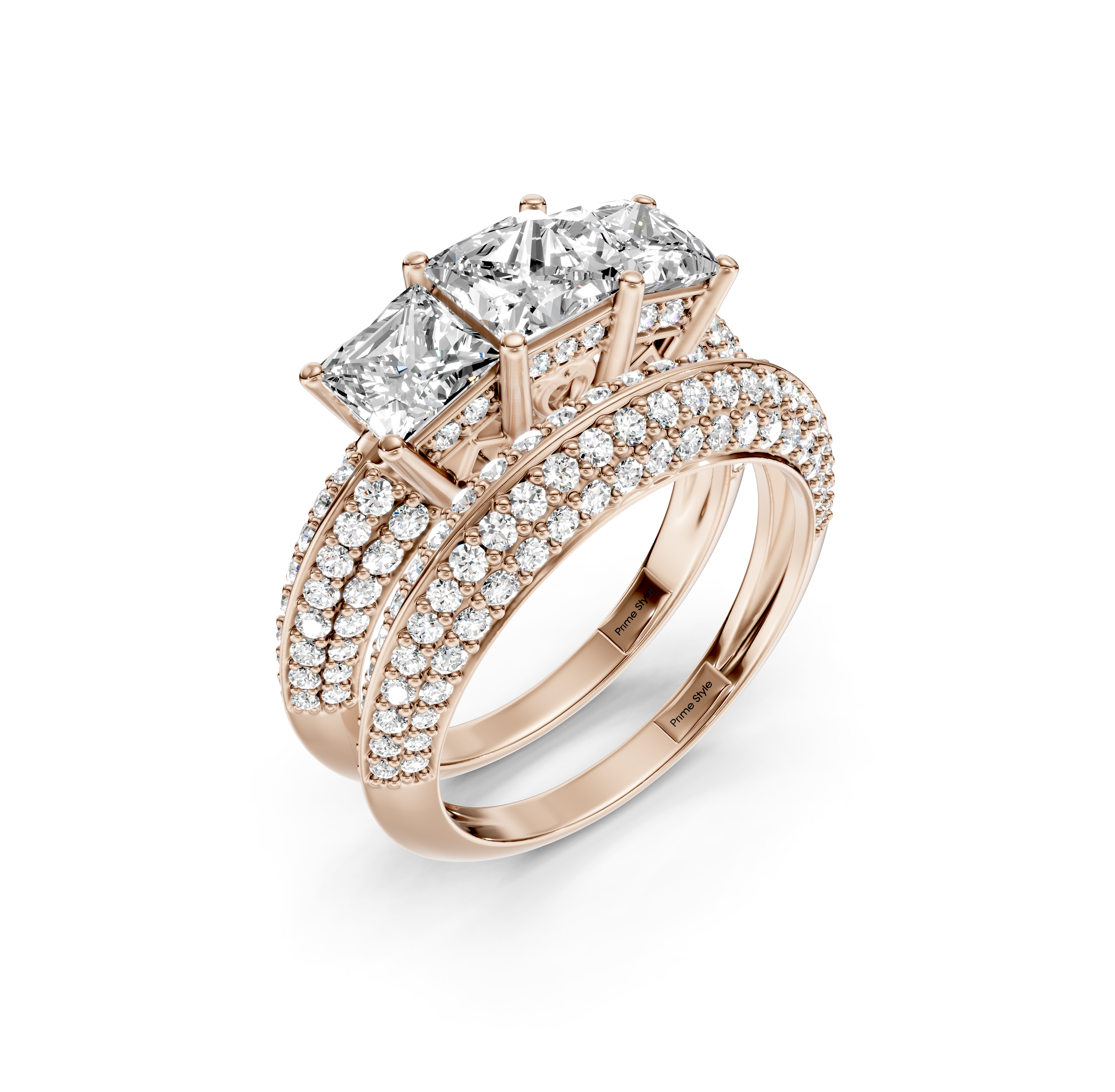 2.05-3.20 CT Princess & Round Cut Natural Diamonds - Bridal Set