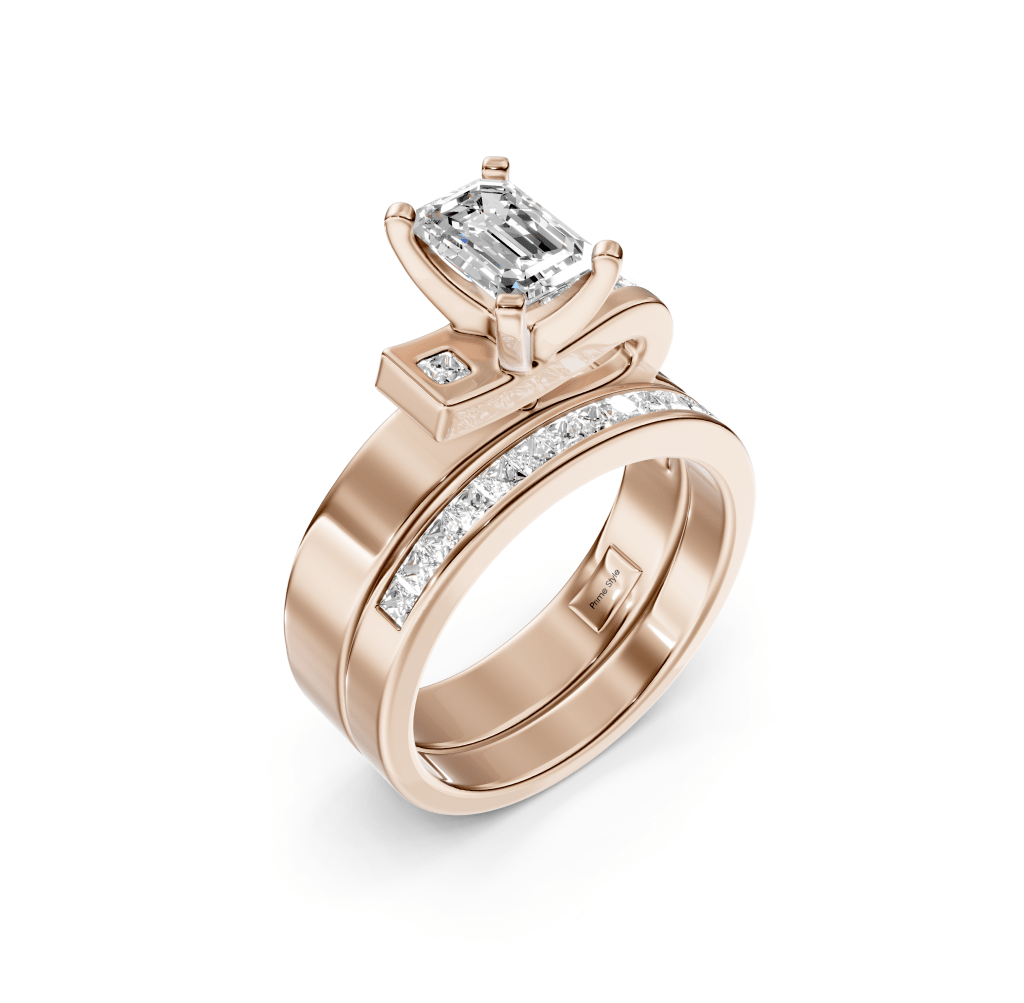 0.80-1.95 CT Emerald &amp; Princess Cut Natural Diamonds - Bridal Set - Primestyle.com