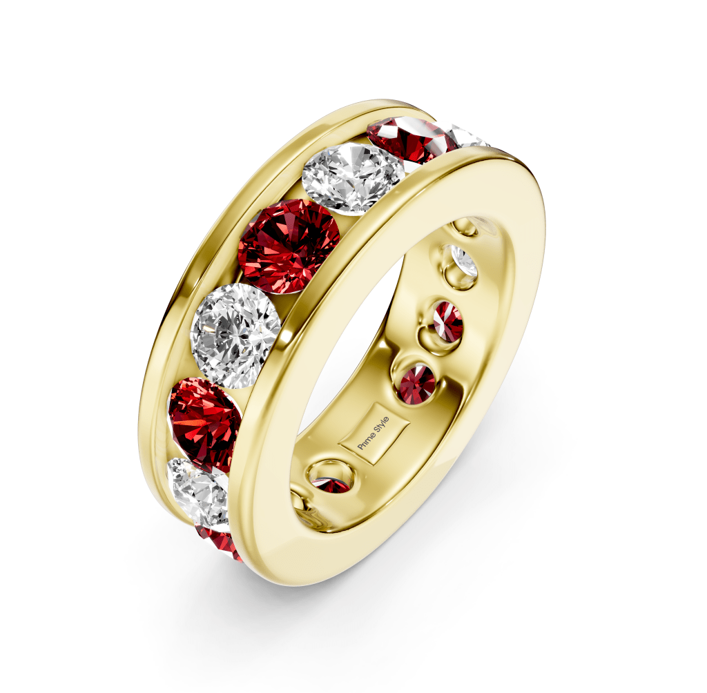 2.00 - 6.00 CT Round Cut Rubies and Diamonds - Eternity Rings - Primestyle.com