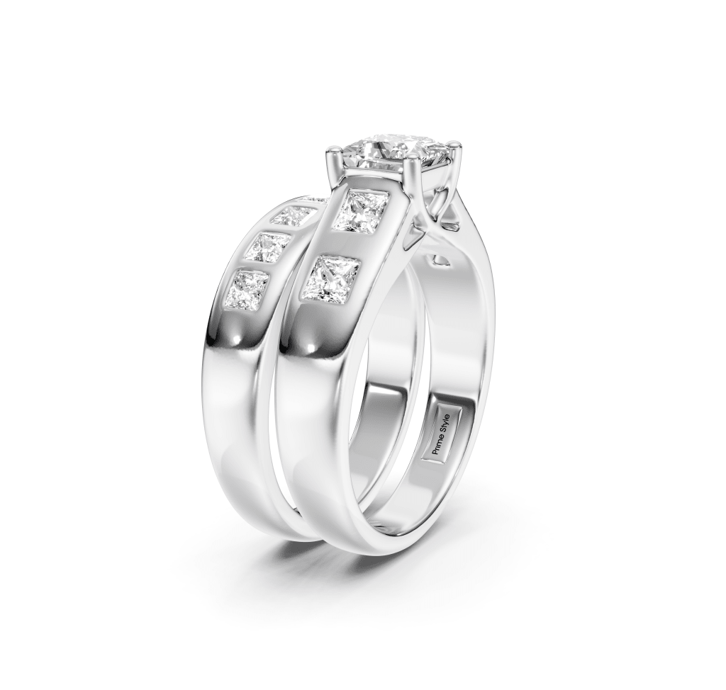 1.65 - 7.15 CT Princess Cut Lab Grown Diamonds - Bridal Set - Primestyle.com