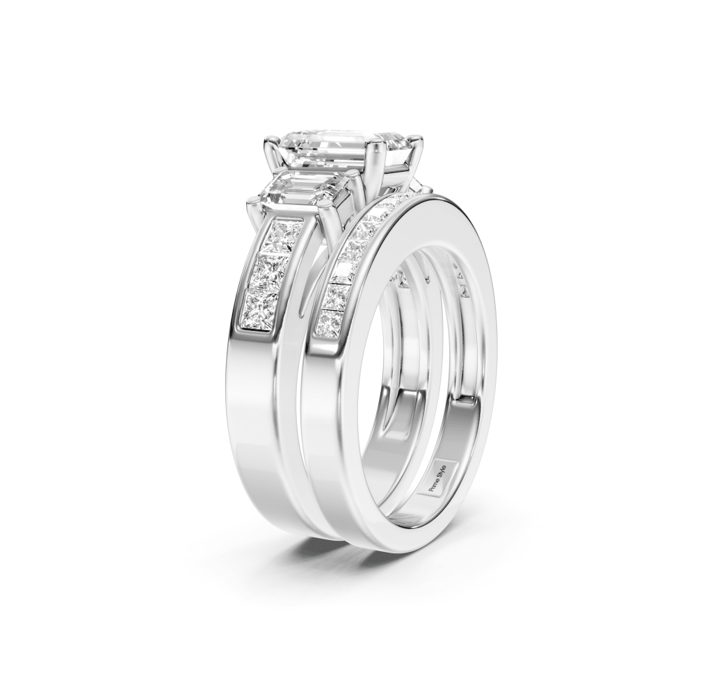 2.10-7.60 CT Emerald & Princess Cut Lab Grown Diamonds - Bridal Set