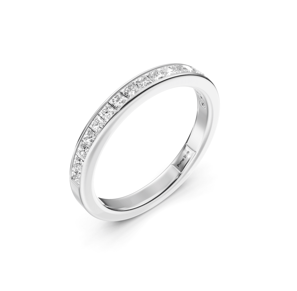0.90 CT Princess Cut Lab Grown Diamonds - Wedding Band
