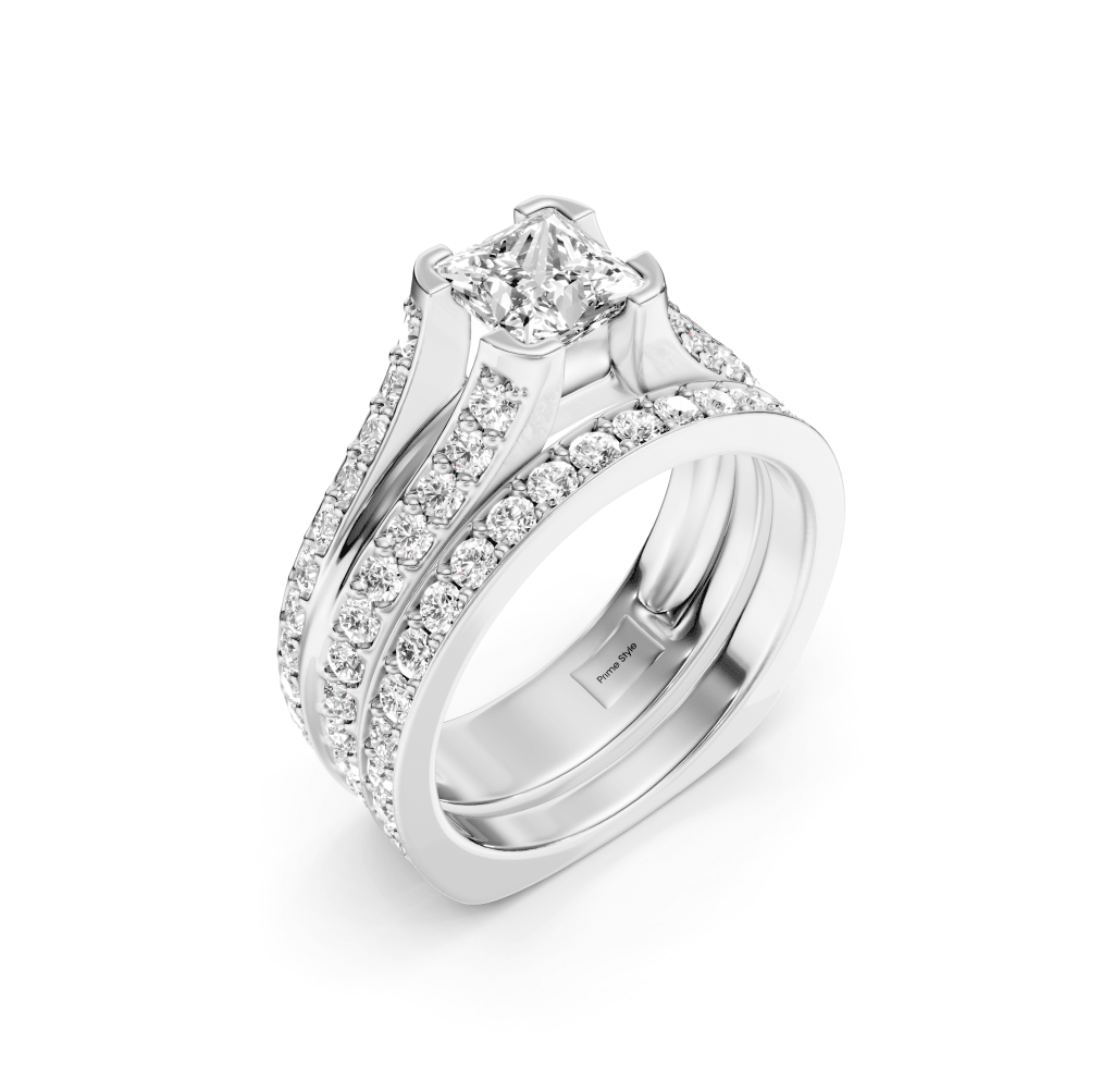 2.00-7.50 CT Princess & Round Cut Lab Grown Diamonds - Bridal Set