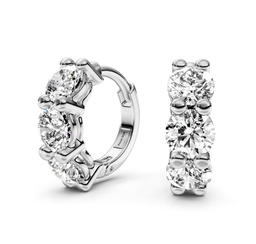 1.30 CT Round Cut Diamonds - Hoop And Drop And Earrings
