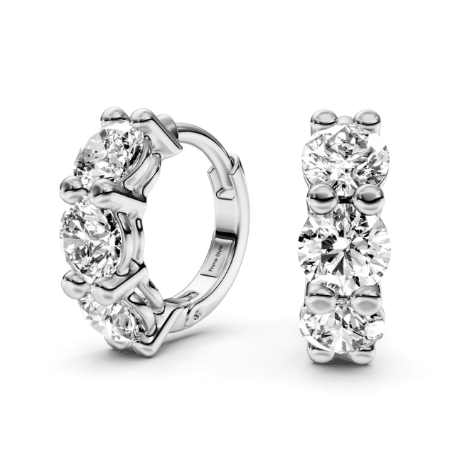 1.30 CT Round Cut Natural Diamonds - Hoop And Drop And Earrings