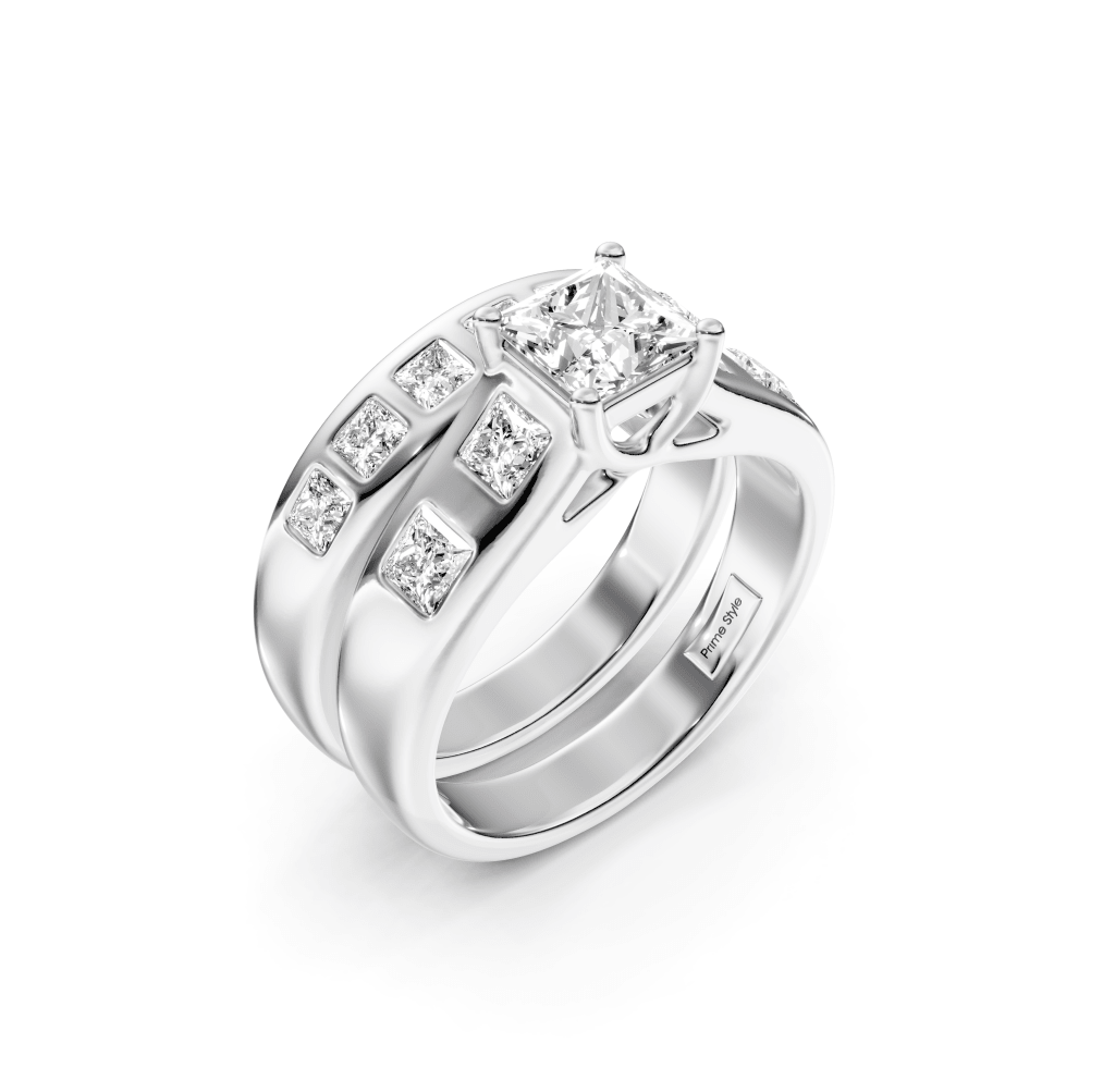 1.65 - 7.15 CT Princess Cut Lab Grown Diamonds - Bridal Set - Primestyle.com