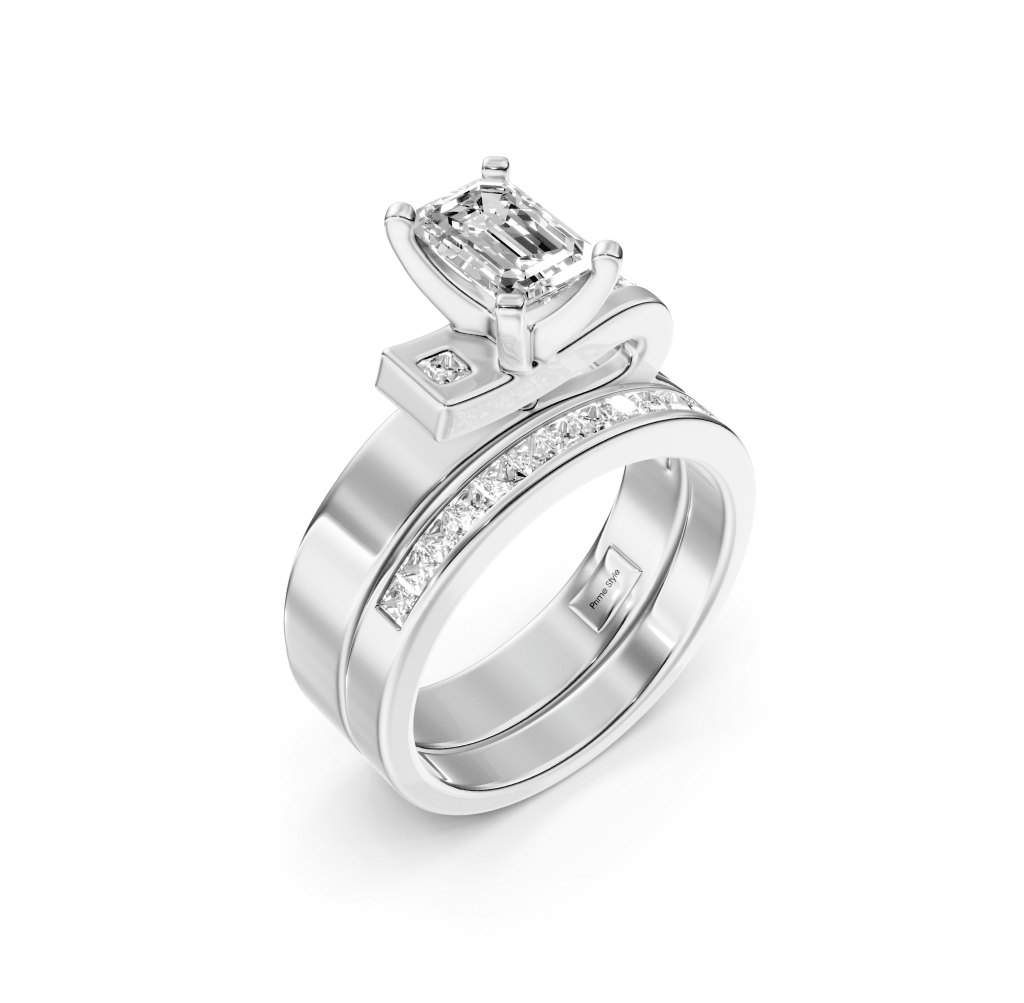 0.80-1.95 CT Emerald & Princess Cut Natural Diamonds - Bridal Set