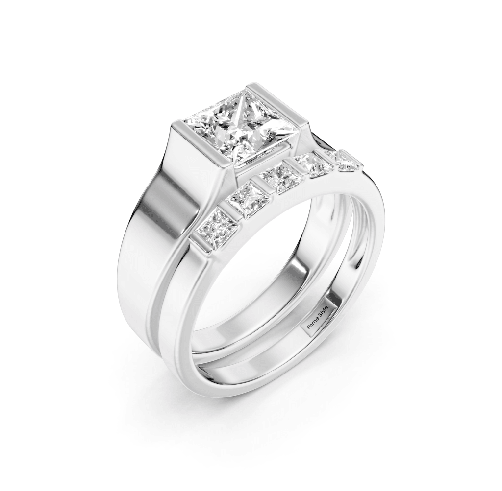 0.90 - 6.40 CT Princess Cut Diamonds - Bridal Set - Primestyle.com