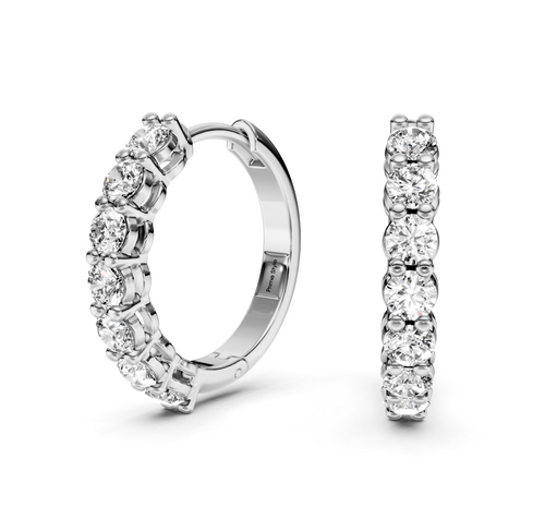 1.20 CT Round Cut Diamonds - Hoop And Drop And Earrings