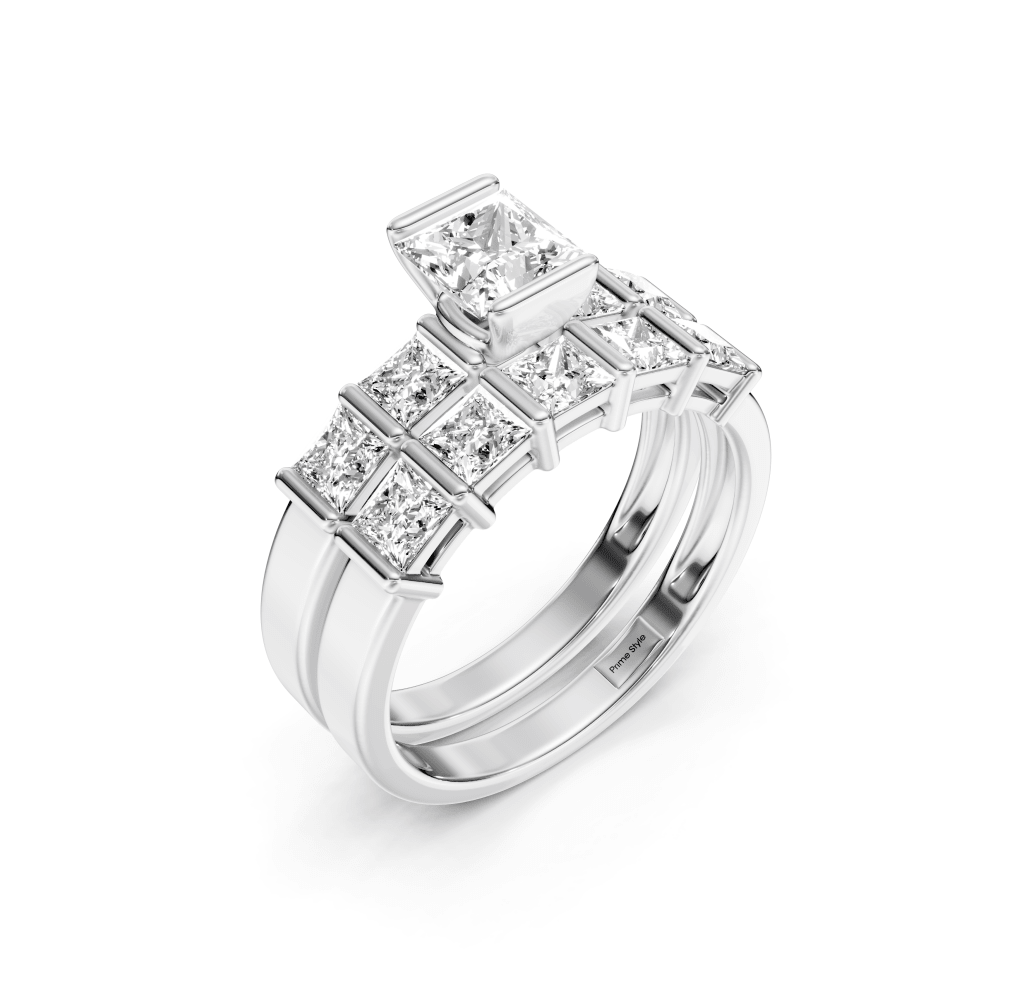 2.30 - 7.80 CT Princess Cut Lab Grown Diamonds - Bridal Set - Primestyle.com