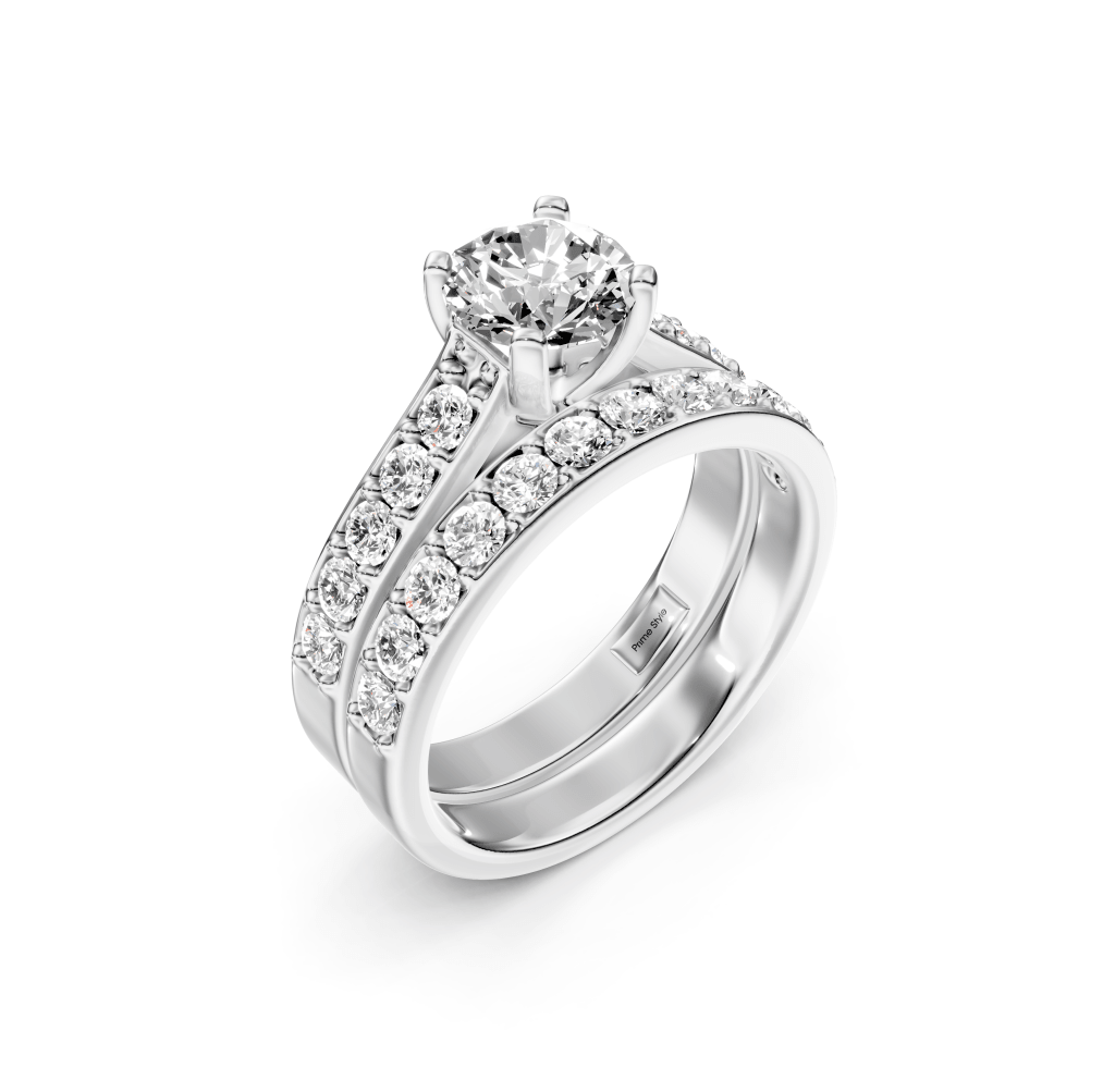 1.35-2.50 CT Round Cut Natural Diamonds - Bridal Set - Primestyle.com
