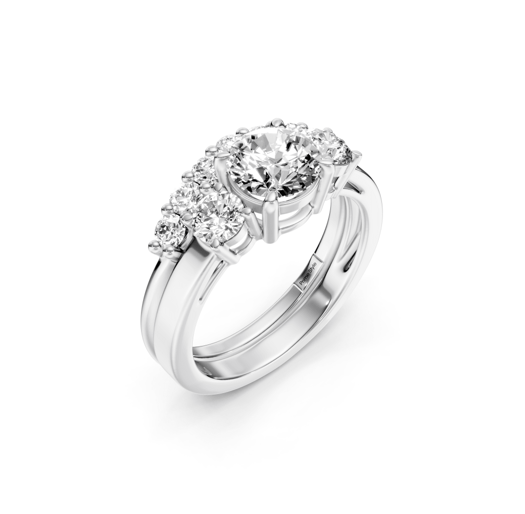 1.30-6.80 CT Round Cut Lab Grown Diamonds - Bridal Set