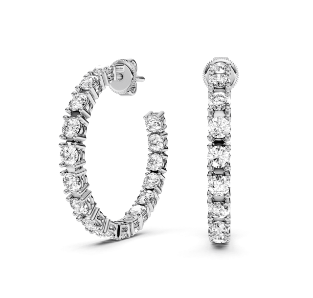 3.25 CT Round Cut Lab Grown Diamonds - Hoop & Drop Earrings