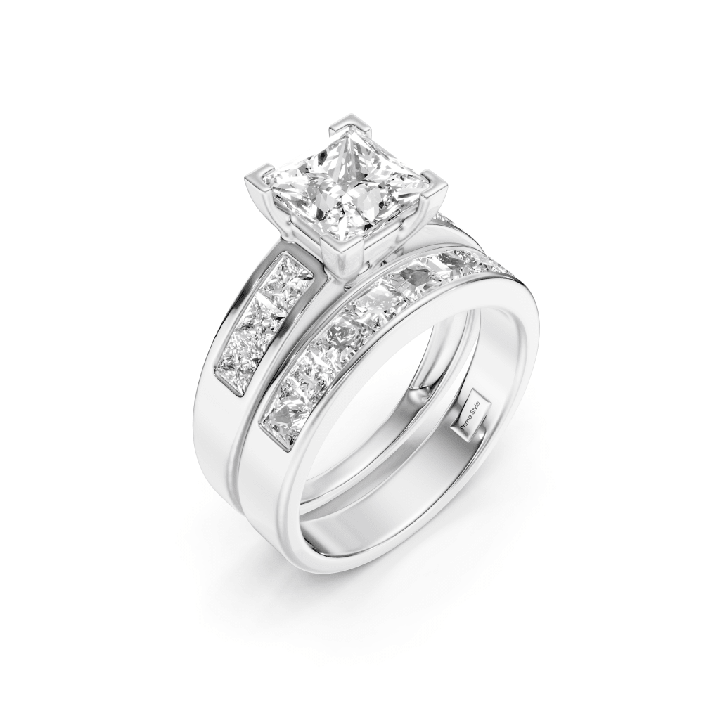 2.30-7.80 CT Princess Cut Lab Grown Diamonds - Bridal Set