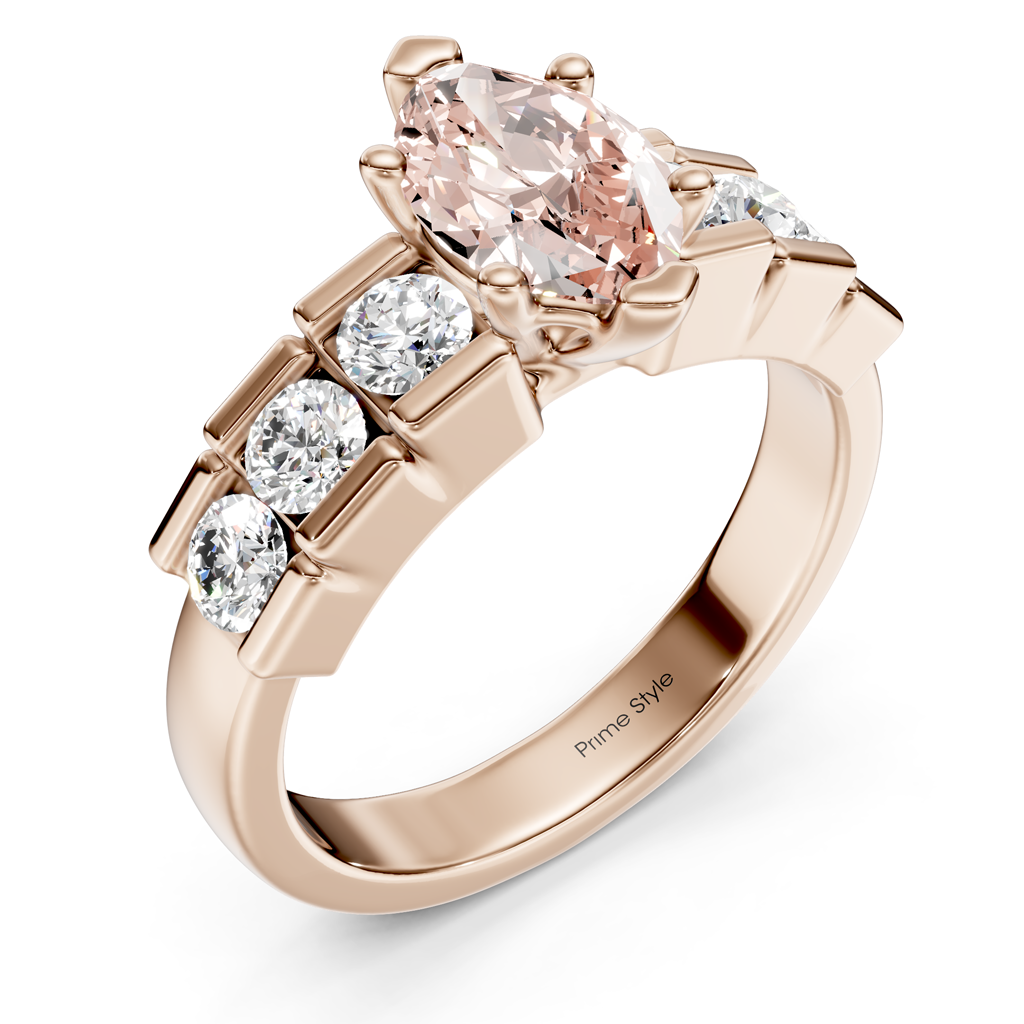 1.85-4.85 CT Marquise &amp; Round Cut Fancy Pink Diamonds - Engagement Ring