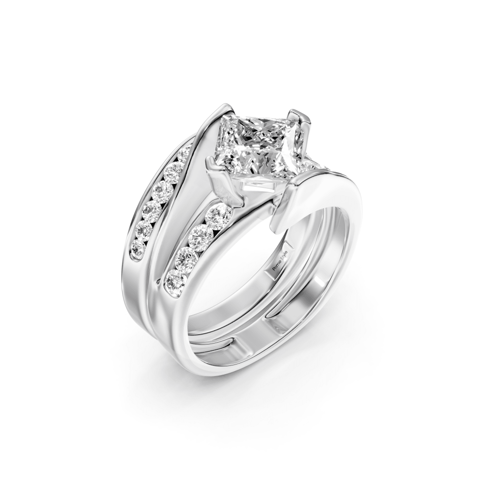 1.00-6.50 CT Princess & Round Cut Lab Grown Diamonds - Bridal Set