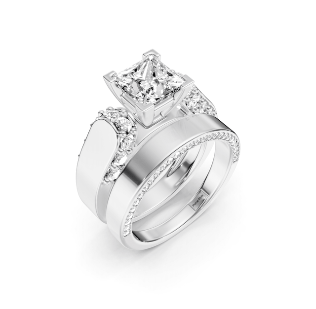 1.45-6.95 CT Princess & Round Cut Lab Grown Diamonds - Bridal Set