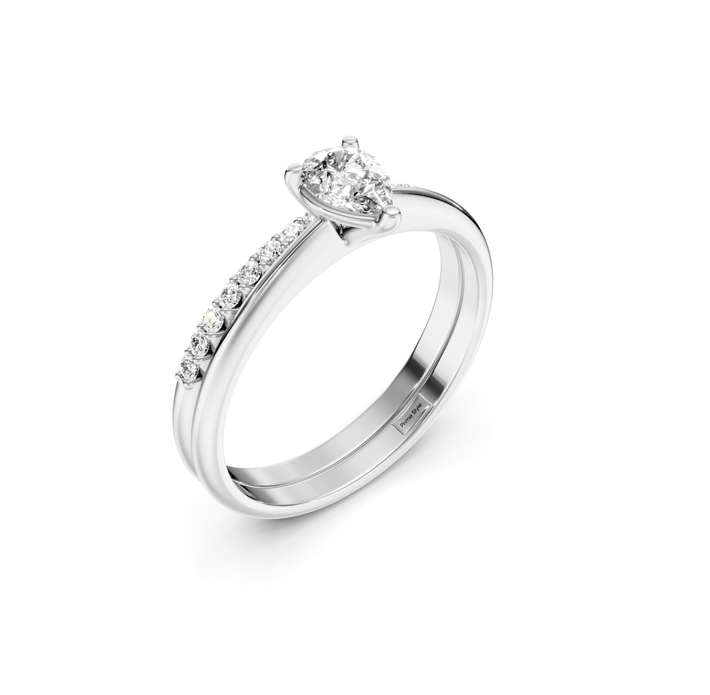 0.65 - 6.15 CT Pear &amp; Round Cut Diamonds - Bridal Set - Primestyle.com