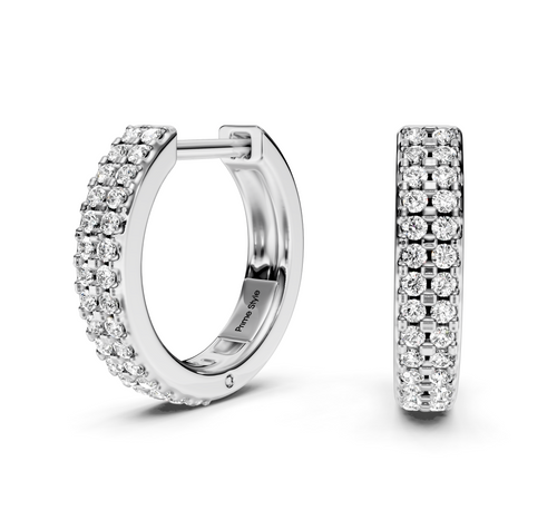 0.20 CT Round Cut Natural Diamonds - Hoop And Drop And Earrings