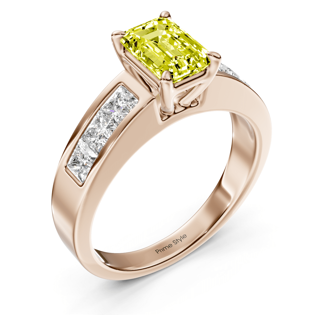 1.80 - 4.80 CT Emerald &amp; Princess Cut Fancy Yellow Diamonds - Engagement Ring - Primestyle.com