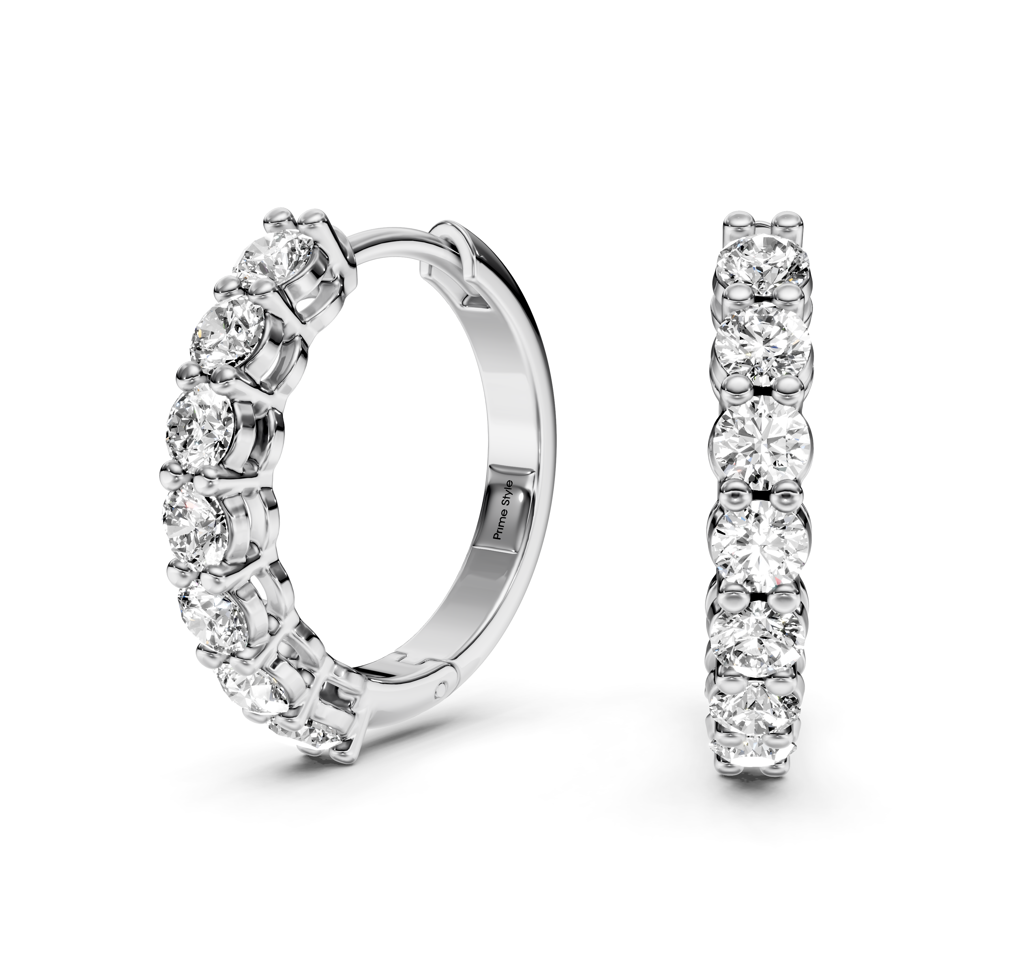 1.20 CT Round Cut Natural Diamonds - Hoop And Drop And Earrings