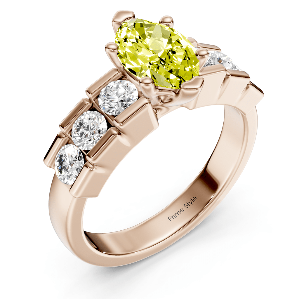 1.85 - 4.85 CT Marquise &amp; Round Cut Fancy Yellow Diamonds - Engagement Ring - Primestyle.com