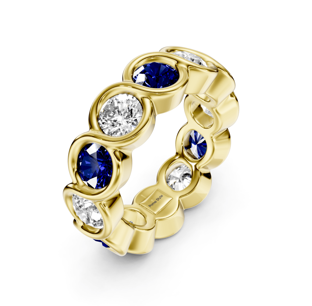 1.50 - 5.00 CT Round Cut Blue Sapphires and Diamonds - Eternity Rings - Primestyle.com