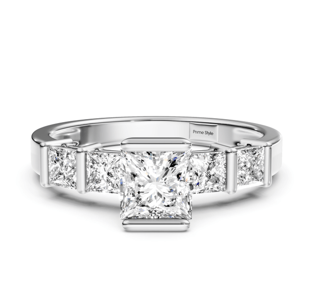 1.30-6.80 CT Princess Cut Lab Grown Diamonds - Engagement Ring