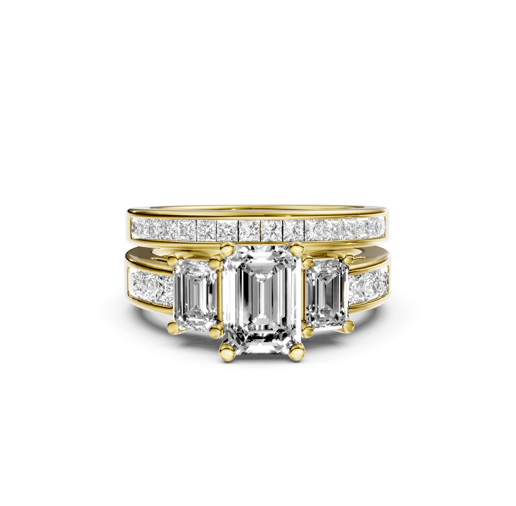 2.10-7.60 CT Emerald &amp; Princess Cut Lab Grown Diamonds - Bridal Set - Primestyle.com