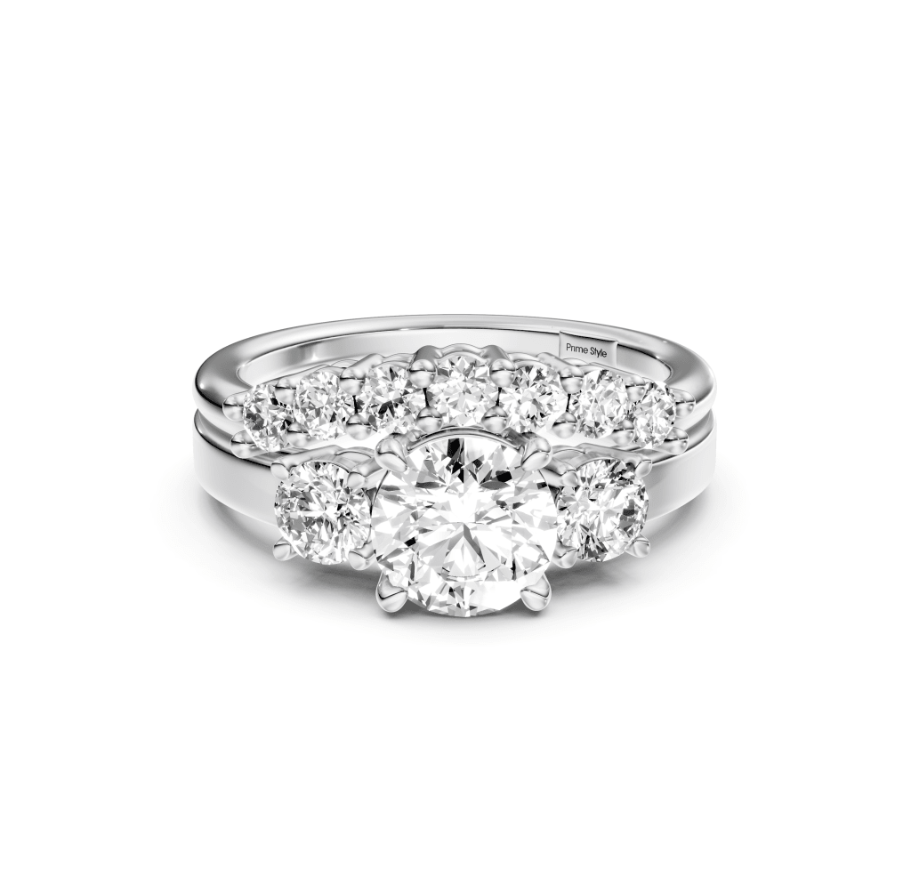 1.30-6.80 CT Round Cut Lab Grown Diamonds - Bridal Set - Primestyle.com
