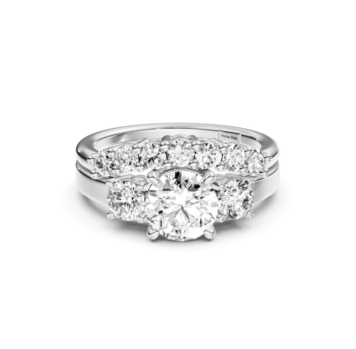 1.30-6.80 CT Round Cut Lab Grown Diamonds - Bridal Set - Primestyle.com