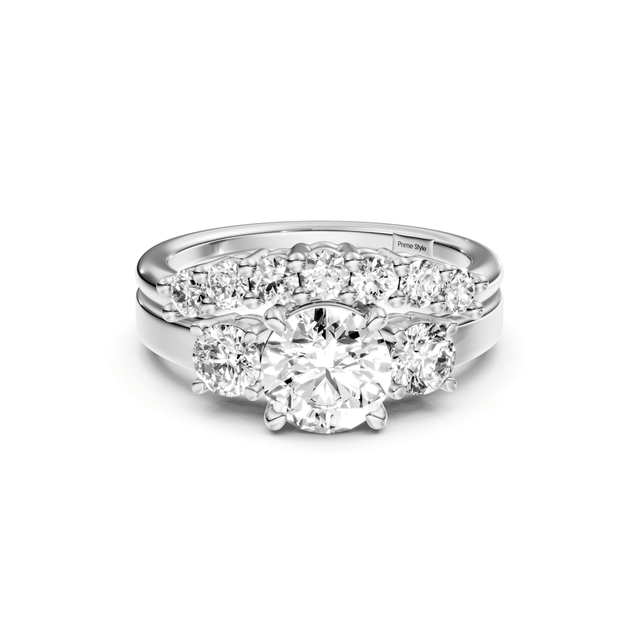 1.30-6.80 CT Round Cut Lab Grown Diamonds - Bridal Set