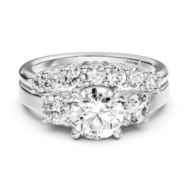 1.30-6.80 CT Round Cut Lab Grown Diamonds - Bridal Set