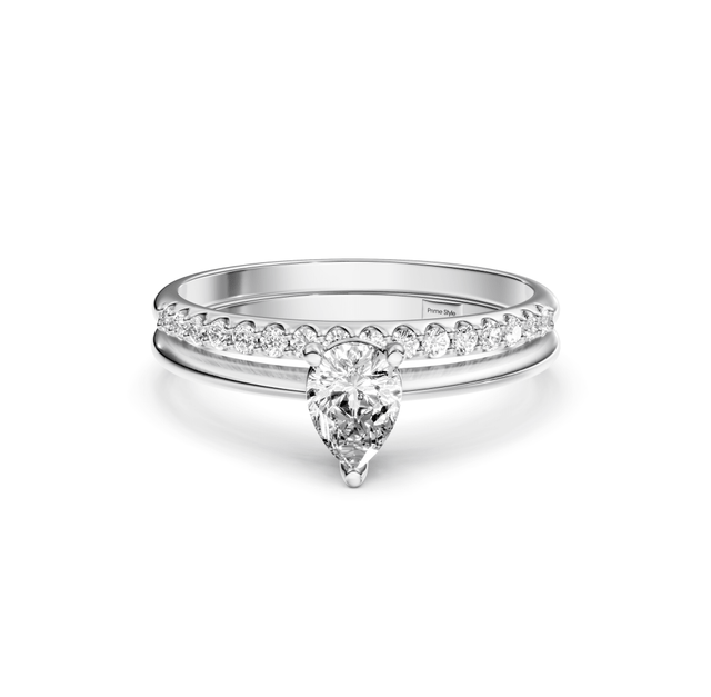0.65-6.15 CT Pear & Round Cut Lab Grown Diamonds - Bridal Set