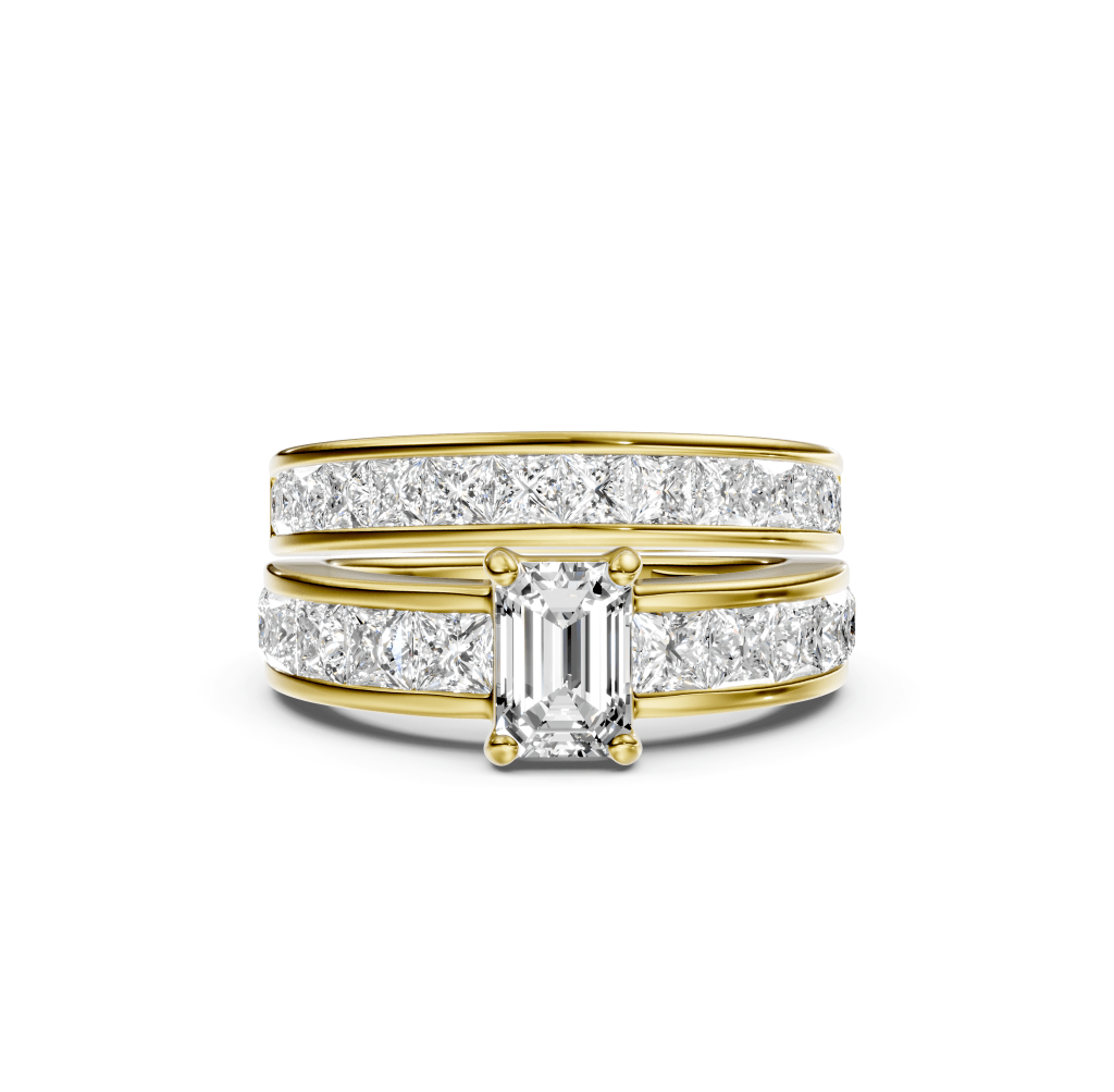 3.00-8.50 CT Emerald & Princess Cut Lab Grown Diamonds - Bridal Set