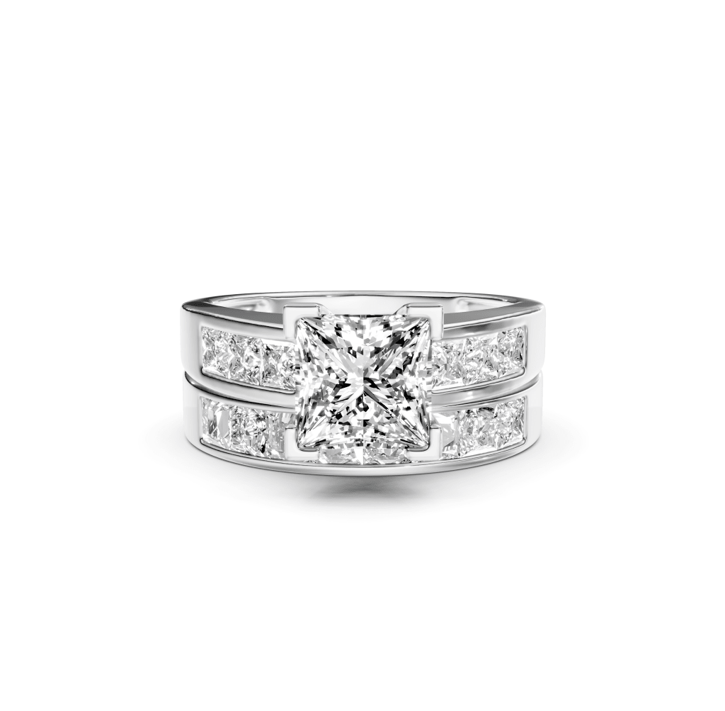 2.30-7.80 CT Princess Cut Lab Grown Diamonds - Bridal Set