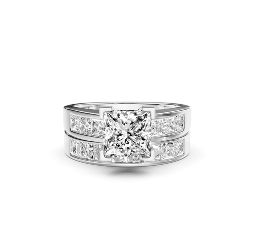 2.30 - 7.80 CT Princess Cut Lab Grown Diamonds - Bridal Set - Primestyle.com