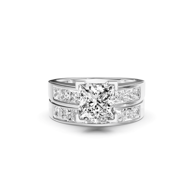 2.30-7.80 CT Princess Cut Lab Grown Diamonds - Bridal Set
