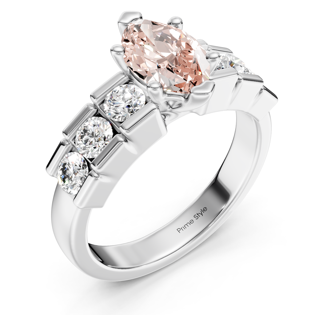 1.85-4.85 CT Marquise &amp; Round Cut Fancy Pink Diamonds - Engagement Ring