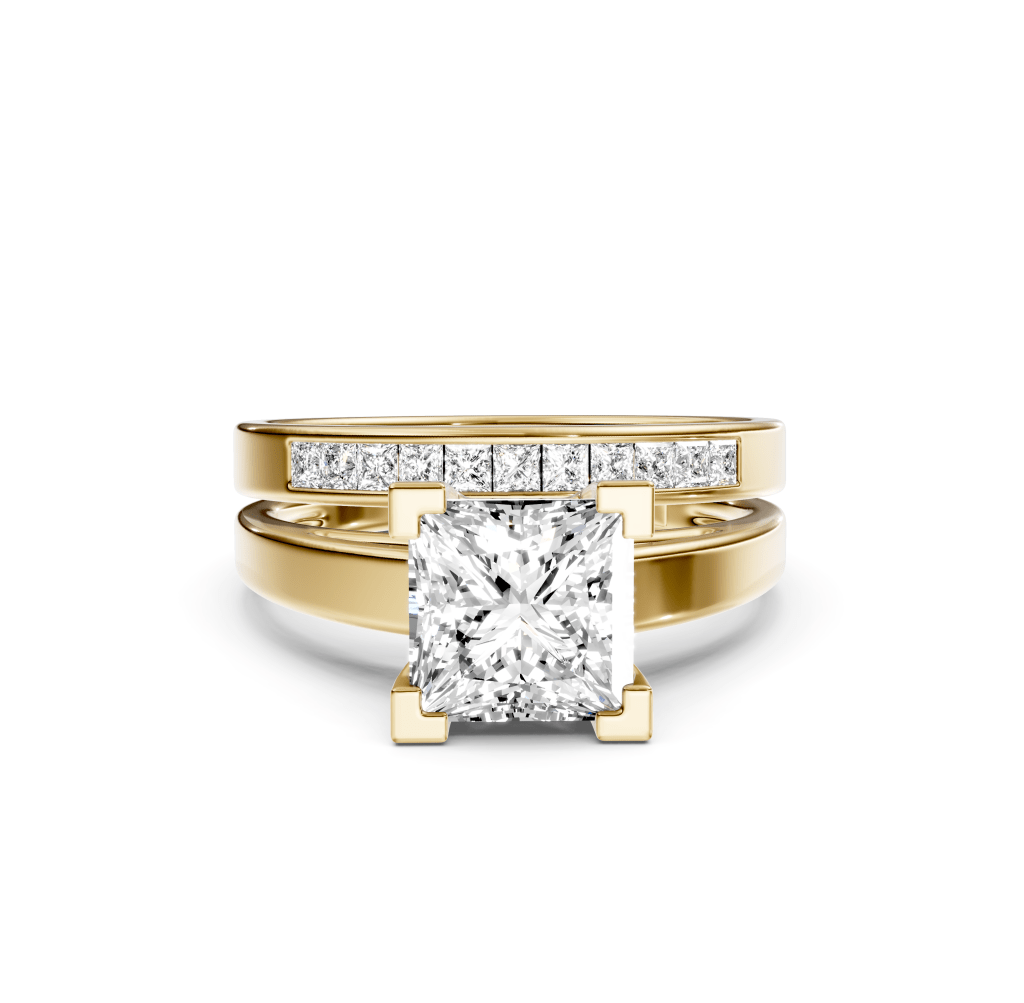 0.60 - 1.75 CT Princess Cut Natural Diamonds - Bridal Set - Primestyle.com