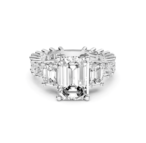 3.20 - 8.70 CT Emerald & Princess Cut Diamonds - Engagement Ring - Primestyle.com