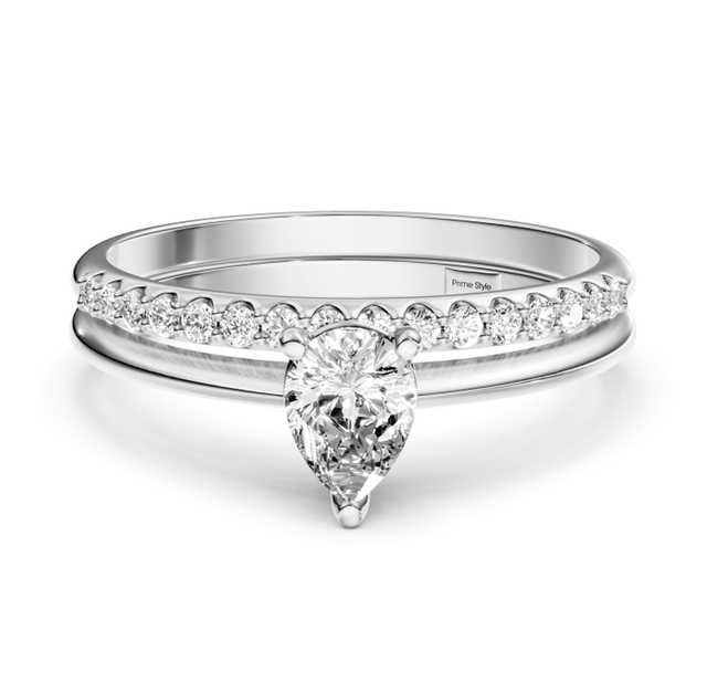 0.65-6.15 CT Pear & Round Cut Lab Grown Diamonds - Bridal Set