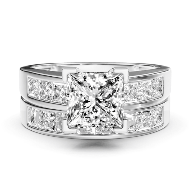2.30-7.80 CT Princess Cut Lab Grown Diamonds - Bridal Set