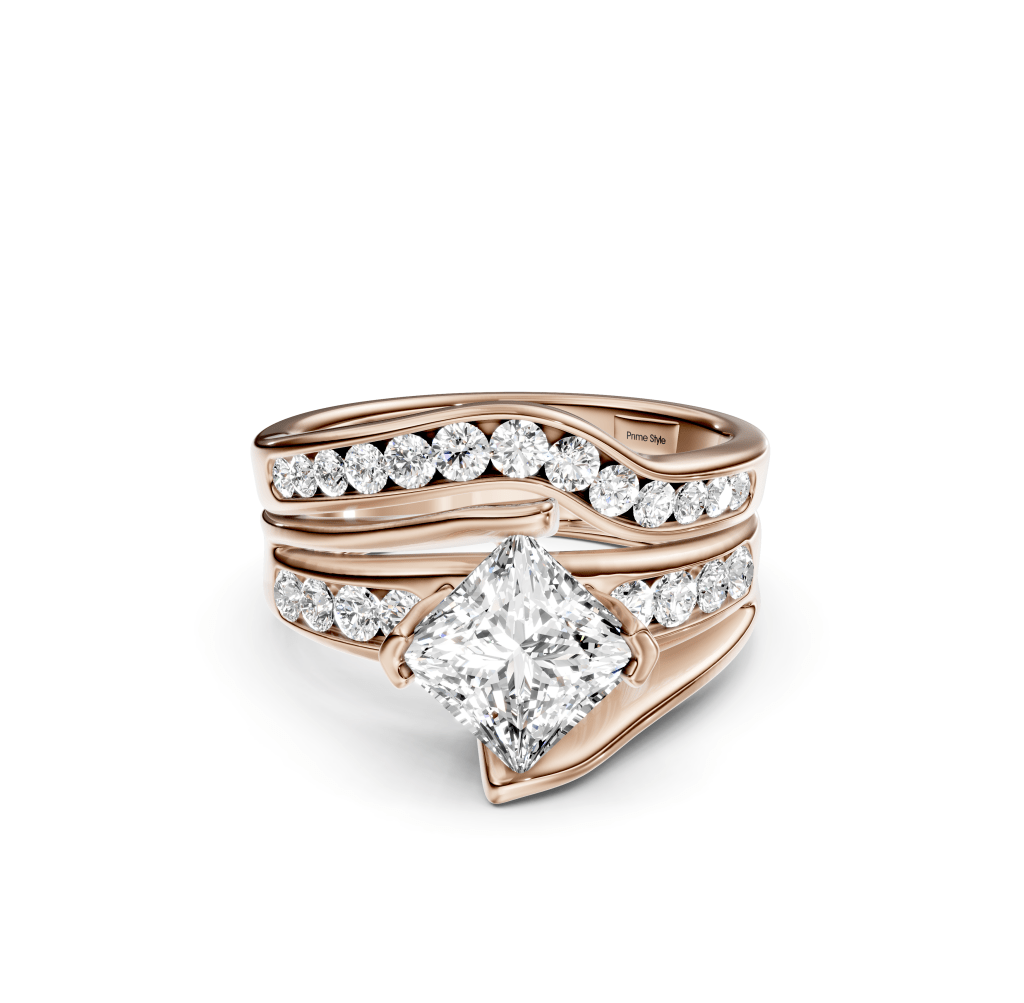 1.00 - 6.50 CT Princess &amp; Round Cut Lab Grown Diamonds - Bridal Set - Primestyle.com