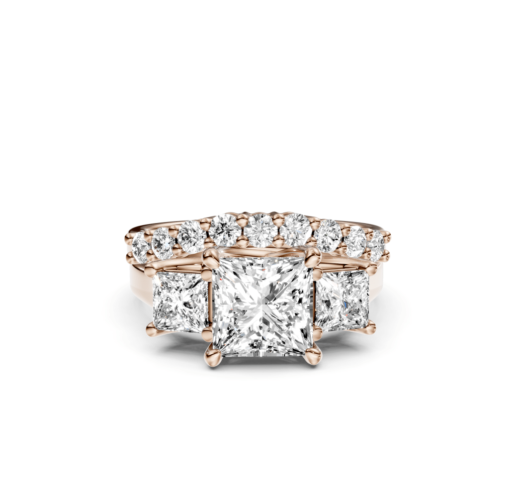 2.00 - 7.50 CT Princess &amp; Round Cut Lab Grown Diamonds - Bridal Set - Primestyle.com