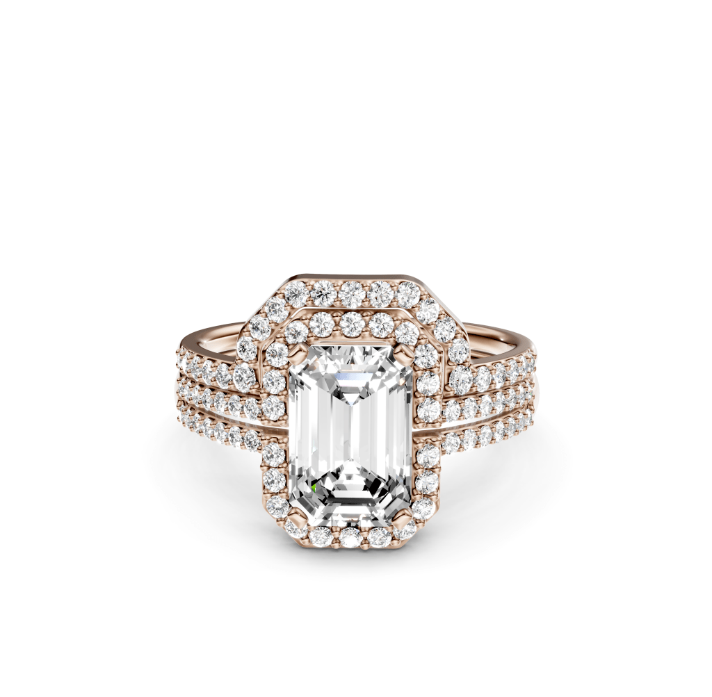 1.00-6.50 CT Emerald & Round Cut Lab Grown Diamonds - Bridal Set