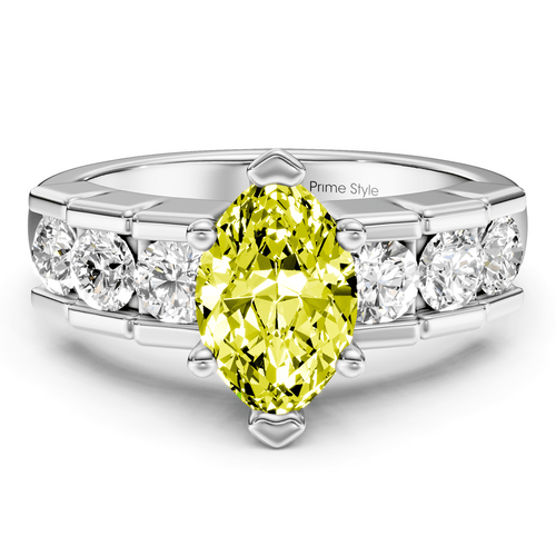 1.85 - 4.85 CT Marquise & Round Cut Fancy Yellow Diamonds - Engagement Ring - Primestyle.com